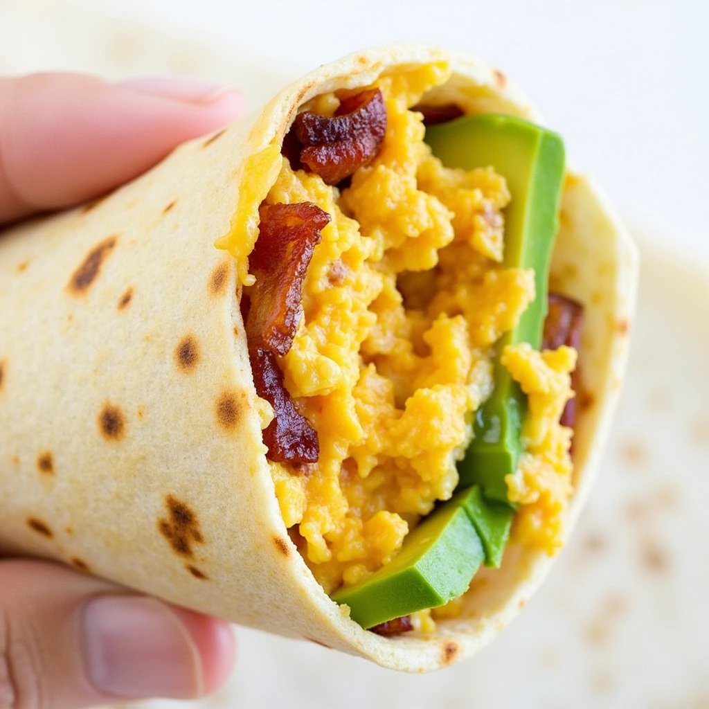 Bacon and Avocado Breakfast Burrito