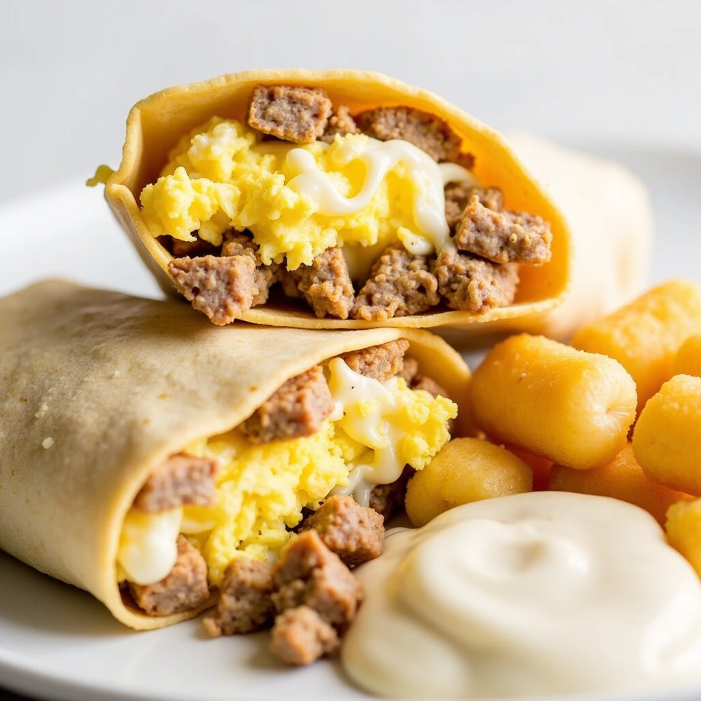 Crispy Breakfast Burrito with Tater Tots